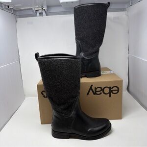 UGG Womens Rubber Felt Rain Boots Black Size 8 Waterproof Winter Pull On